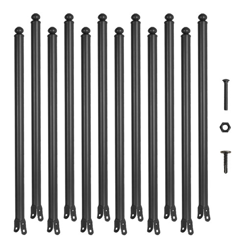12 Pack 1-3/8'' Chain Link Fence Extension, 30'' Fence Extension Height, Galvanized Post Extender for Dogs and Privacy (Black)