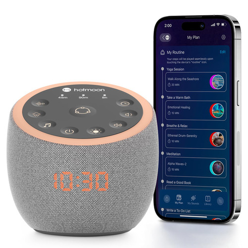 Hotmoon Sound Machine 388 Soothing Sounds White Noise Machine for Babies & Adults, Smart Night Light, Sleeping Timer App Control, Brown Noise Pink Noise Block Out Office Yoga, Plug-in