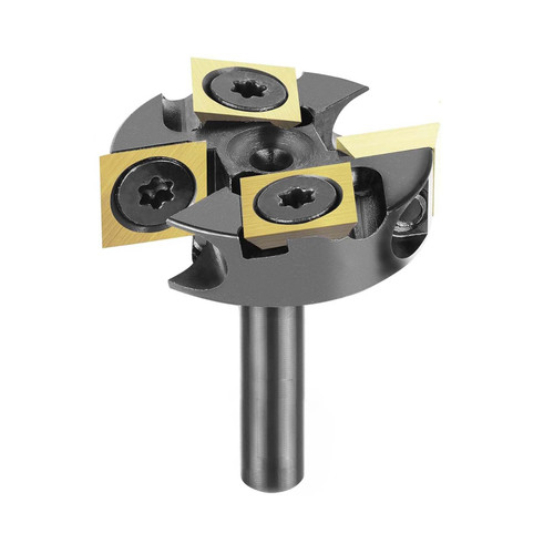 SpeTool 2+2 Flute Slab Flattening Router Bit 1/4" Shank, 1-1/4" Cutting Dia Carbide Insert Spoilboard Surfacing Bit with ATS Coating for Softwood, Hardwood, MDF