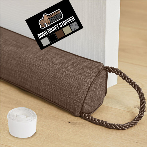 GORILLA GRIP Door Draft Stopper for Bottom of Doors, Sweep Weather Stripping Seal Noise, Cold Air Blocker, Soundproofing, Warm Air Sealer, Easy Install Gap Filler, Home Essentials, 32 Inch, Brown