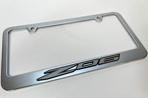 Eurosport Daytona- Compatible with 2020 - Current, Corvette C8 Z06 Logo Chrome License Plate Frame