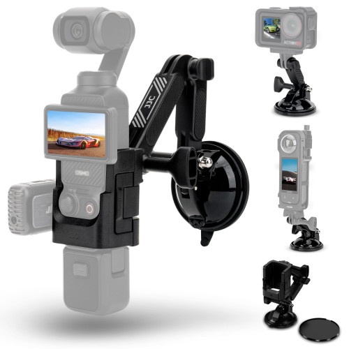 Pocket 3 Suction Cup Mount,Car Interior Windshield Dash Holder with 2 Detachable Expansion Arms for Osmo Pocket 3 Action 5 Pro 4 3 Hero 13 12 11 10 9 8 Insta 360 X5 X4 X3 Ace Pro Car Mount Accessories
