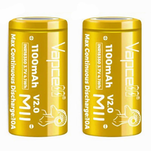 Vapcell 3.7v 1100mah Flat Top 18350 10A Discharge high Drain Li-on IMR Rechargeable Lithium Battery 2pcs Vapcell 3.7v 1100mah Flat Top 18350 10A Discharge high Drain Li-on IMR Rechargeable Lithium Battery 2pcs