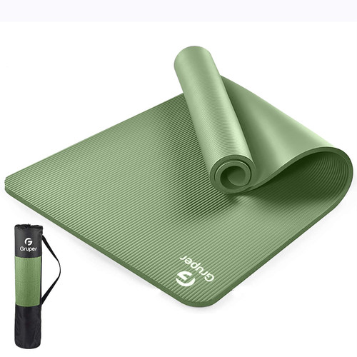Gruper Thick Yoga Mat Non Slip, Large Size 72" L x 32" W x 0.6" TH, Premium Exercise & Fitness Mat with Carrying Strap and Bag, Workout Mats for Home (Matcha, 0.6 * 32 * 72 Inches)