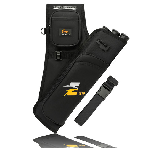 SUNYA Archery Hip Quiver for Arrows. Includes 3 Tubes, Tab and Release Pockets and Nylon Belt. Fit for Target Archery (Black)