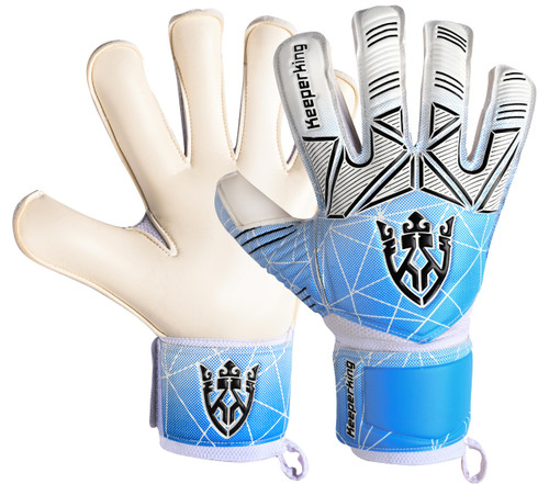 Keeperking Soccer Goalie Goalkeeper Gloves for Kids Boys Youth & Adult,Latex Strong Grip Palms with Removable Finger Spines Protection Children Football Gloves for Training/Match (7, Cyan-FS)