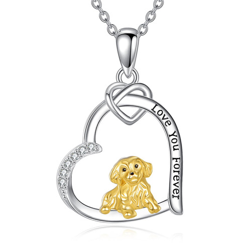 AXOMY Golden Retriever Necklace S925 Sterling Silver Golden Retriever Pendant Necklaces Goldens Retrievers Jewelry Gifts For Women Mom Wife