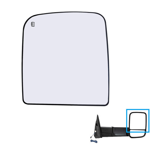 GSRECY Compatible with Dodge Ram 1500 2500 3500 2010-2020 Passenger Side Rearview Glass, Towing Mirror Glass Heated Upper Passenger Side With Holder (Right-Upper)