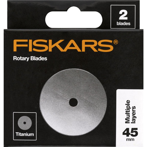 Fiskars 45mm Titanium Rotary Blades (2 Pack) - Rotary Cutter Blade Replacement - Crafts, Sewing, and Quilting Projects - Grey