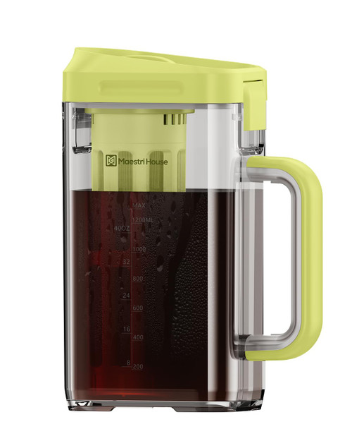 Maestri House Cold Brew Coffee Maker, 40oz Iced Tea and Coffee Maker Brewer Space Saving Tritan Pitcher, 350 Mesh Filter, 100% Leak-Proof