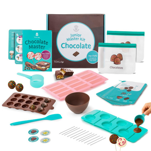 Tovla Jr. Real Chocolate Making Kit for Kids | Learn to Cook with Real Tools | Educational STEM Gift Set Ages 4+ | DIY Chocolate Activity with Visual Recipes for Boys & Girls
