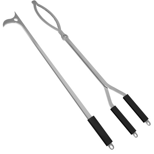40" Fire Tongs Fire Pit Tongs Set, Stainless Steel Fireplace Tongs Log Grabber Suitable for Outdoor Fireset Fire Pit Bonfire Camp Fire Backyard Deck Indoor Fireplace Tools