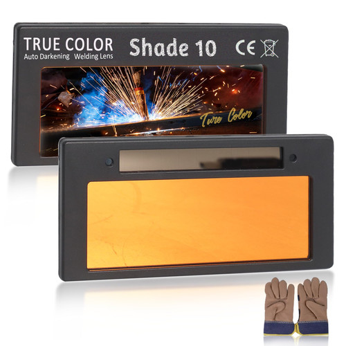 Auto Darkening Welding Lens, Shade 10 True Color Welding Lens Gold 2x4 1/4 Welding Lense for Sugar Scoop Welding Hood or Pancake Welding Hood (Len Inside the Gloves)