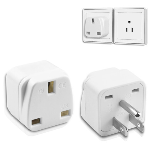 UK to US Plug Adapter, OFOAEEA 2 Pack UK to US Adapter, UK to USA America Plug Adapter, US Plug Adapter, for United Kingdom Singapore Malaysia UAE Ireland Malta Hongkong (Type B)