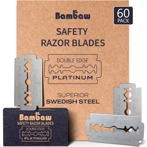 Bambaw – Double Edge Safety Razor Blades, Swedish Stainless Steel Razor Blades Refills – 60 Count