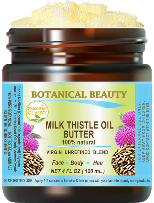 Botanical Beauty MILK THISTLE OIL BUTTER Silybum marianum 100% Natural for FACE, SKIN, BODY, HAIR, NAILS, Foot Care. Foot Oil butter, Skin Moisturizer (4 Fl Oz) Botanical Beauty MILK THISTLE OIL BUTTER Silybum marianum 100% Natural for FACE, SKIN, BODY, HAIR, NAILS, Foot Care. Foot Oil butter, Skin Moisturizer (4 Fl Oz)