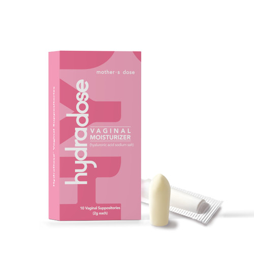Mother's Dose Hyaluronic Acid 5mg Suppository HydraDose- Hormone Free Moisturizer for Vaginal Dryness-USA Made, 1 Month Supply- 10 Inserts