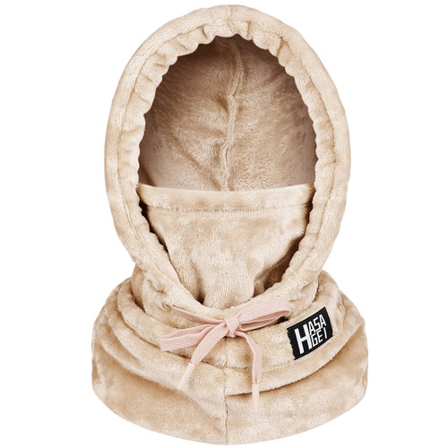 Ski Mask for Women Balaclava Women Men Windproof Thermal Hood Winter Neck Warmer with Plush Apricot