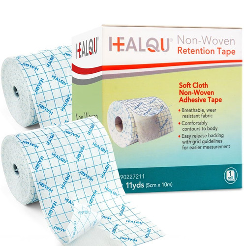 Dressing Retention Tape - 2" x 11yd, 2 Rolls Premium Non-Woven Hypoallergenic Cloth - Secure and Gentle Adhesive for Wound Dressings - Latex-Free and Versatile for Sensitive Skin Care - HEALQU