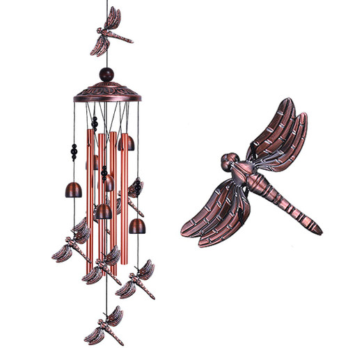 Dragonfly Wind Chimes Outdoor Decor - With 4 Tubes 6 Bells 7 Dragonflies 36" Waterproof Mobile Romantic Wind Catcher Dragonfly Windchimes for Home, Xmas Mom Gifts, Festival, Balcony, Garden Decoration