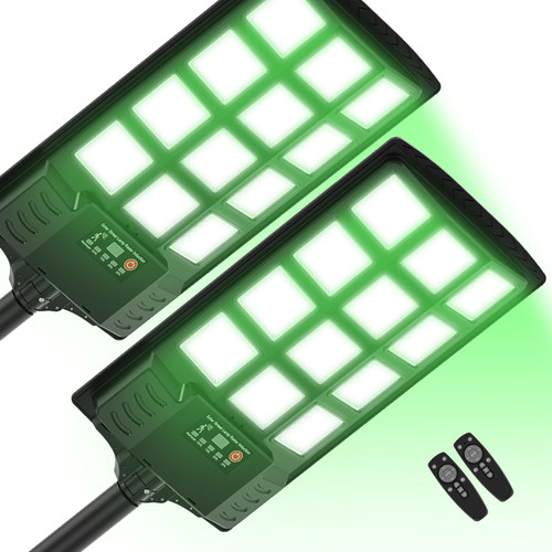 Hog Light for Night Hunting,22000LM Powered Feeder Light(Green) Solar Lights for Hunting Hogs, Coyote, Varmint, Deer, Motion Activated Feeder and Waterproof with Motion Sensor and Remote Control-2PACK