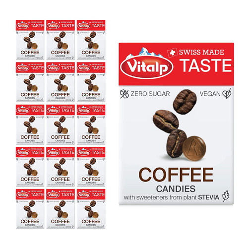 Vitalp Taste, Swiss Made, Sugar Free Candy with Stevia, Vegan, Coffee Flavor, 25g/0.88 Ounce Packs, 16 Boxes