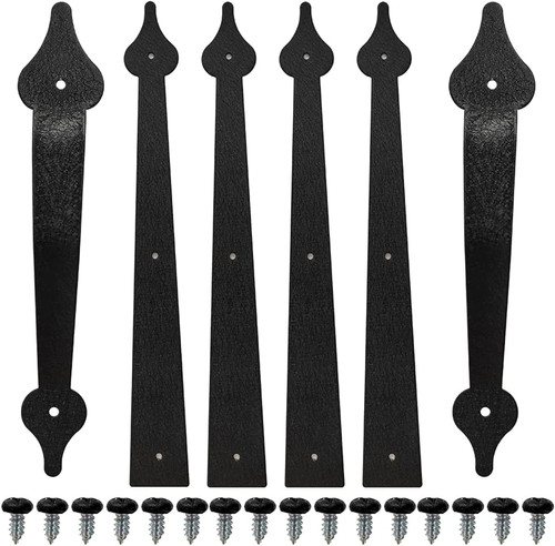 ZEKOO Steel Decorative Garage Door Hinges Handles Iron Hardware Kit Color Black 6 PCS (Not Magnetic)…