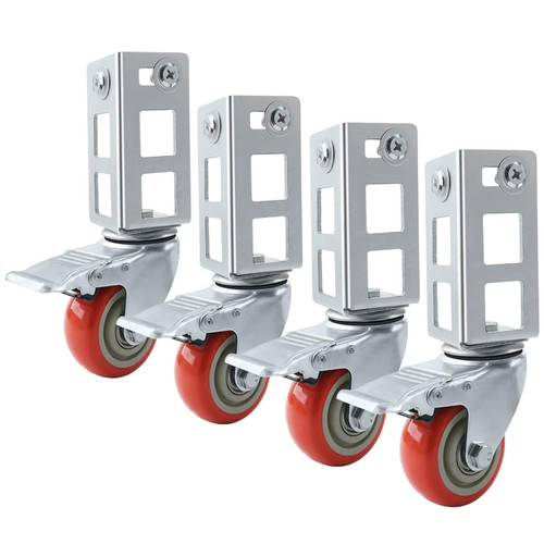 4PCS Storage Rack Caster Wheels,3" Heavy Duty Locking Caster Wheels Warehouse Shelf & Storage Racks Accessories,Fit for Boltless Self Locking Shelving Racks,500LB Capacity