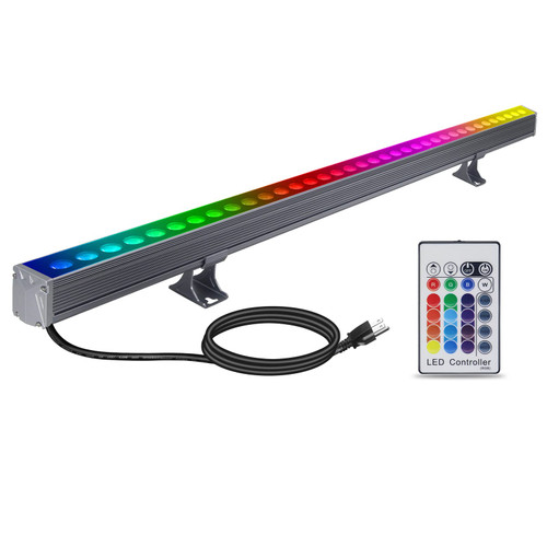 Yasotek LED Wall Washer Light with RF Remote, 144W RGBW+5000K Landscape Linear Wall Wash Light Bar, 40'' Color Changing Spot Light for Indoor Outdoor Building, Weddings, Commercial Lighting Yasotek LED Wall Washer Light with RF Remote, 144W RGBW+5000K Landscape Linear Wall Wash Light Bar, 40'' Color Changing Spot Light for Indoor Outdoor Building, Weddings, Commercial Lighting