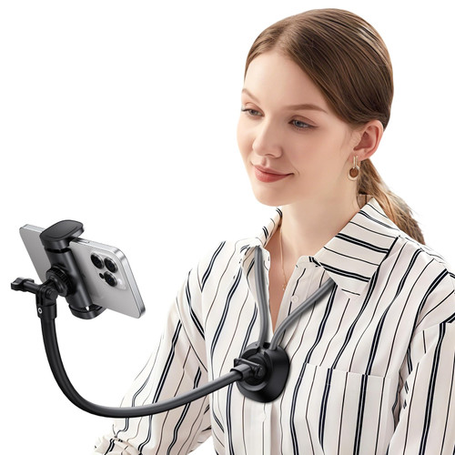 nediea Neck Phone Holder for Bed，POV Cell Phone Stand for Video Vlog Selfie, Hands Free Chest Tripod Mount for 4.7-7 Inches Smartphone (K09-7L)