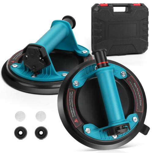 2 Pack Glass Suction Cups to Lift Large Glass, Heavy Duty Vacuum Suction Cups for Granite Lifting & Window Replacement, 8" Industrial Suction Cup 350 lbs Load Capacity with Carrying Case