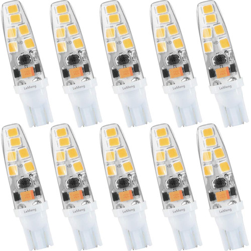 LeMeng 15watt T10 Wedge Base Led Light Bulb 2W 180lm,3000K Warm White,ac/dc12V for Outdoor Landscape RV Camper Marine Boat Dome Lighting-10 Pack LeMeng 15watt T10 Wedge Base Led Light Bulb 2W 180lm,3000K Warm White,ac/dc12V for Outdoor Landscape RV Camper Marine Boat Dome Lighting-10 Pack