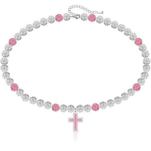 TYQSY Baseball Necklace, 18-20 Inch Rhinestone Bead Necklace, Baseball Cross Necklace for Men, Adjustable Drip Necklaces, Athletic-Inspired Baseball Jewelry for Team Lovers Fans