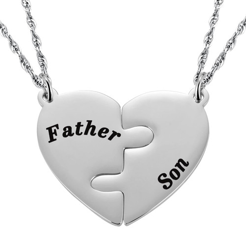 Ralukiia Father and Son Heart Matching Necklace Set for 2, Father's Day Gifts for Dad From Son, Dadddy to Sons Graduation Back to School Birthday Jewelry