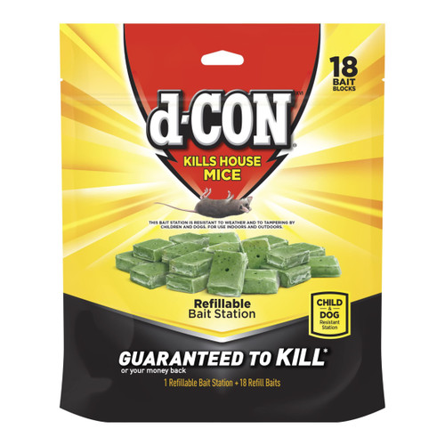 d-CON Refillable Corner Fit Mouse Bait Station, 1 Trap + 18 Bait Refills