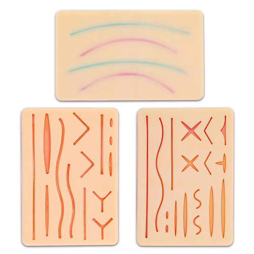MediTrainer 3-Piece Suture Pad, Suture Practice Pad with Various Wound Shapes, Suture Practice Kit, Suitable for Medical, Veterinary Medical Staff Training and Practice (Combination Two)