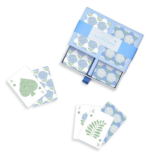 Two's Company Hydrangea Double Deck Textured Playing Cards in Gift Box Includes 2 Colorways (Each Deck Includes 52 Cards and 2 Jokers) - Paper