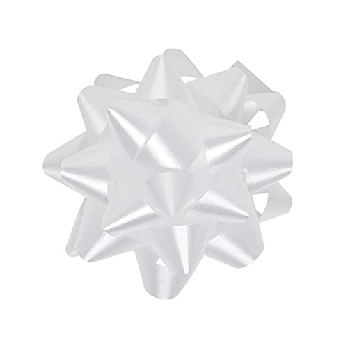 Worlds White Confetti Gift Bows Star Gift Bows for Christmas Gift Wrap Bows 3-3/4" Inch(15 Pack)