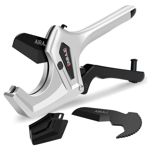 AIRAJ Ratchet PVC Pipe Cutter Heavy Duty,Cuts up to 3 Inches,PVC Cutter with One-Click Blade Replacement,Plastic Pipe Cutter, PVC Cutter Tool,PEX Pipe Cutter,PVC Pipe Shears with Extra Spare Blade