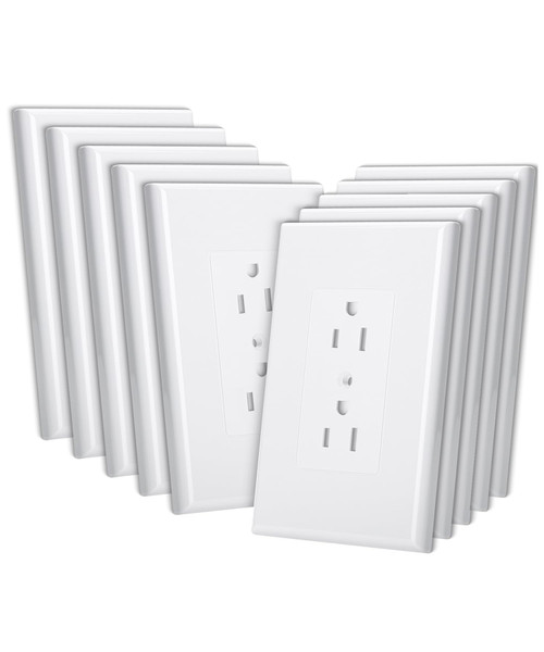 Bates Duplex Wall Outlet Covers - 10 Pack, White Wall Plates