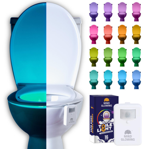 Mind-Glowing Toilet Bowl Night Light with Motion Sensor, Color Changing LED and Dimmer - Funny Christmas Gag Gift for Men, Women, Dad, Mom - 2025 Stocking Stuffers for Him, Her - White Elephant Gift