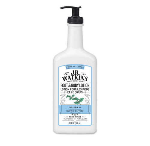 J R Watkins Foot & Body Lotion, Peppermint, 18 fl oz (532 ml)