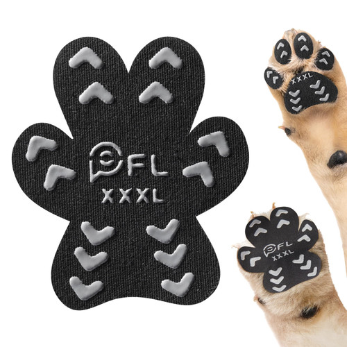 Anti Slip Dog Paw Protector Pads for Senior Dogs, Paw Pads for Dogs Traction, Disposable Self Adhesive Paw Grips for Old Dog on Slippery Hardwood Floor, Black 12 Sets (48pcs) XXXL(80+lbs)