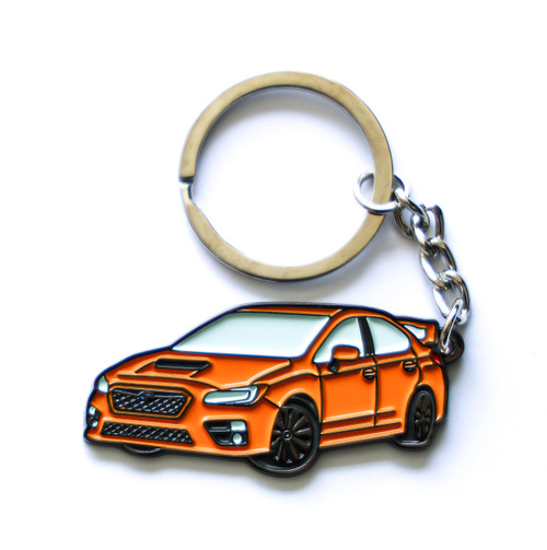 Whitaker World LLC Metal keychain, WRX accessories, STI accessories, WRX, STI, WRX keychain, WRX gift, compatible with Subaru (Solar Orange Pearl), Small