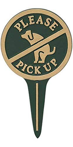 Please Pick up - No Poop Dog Cast Aluminum Yard SignGreen/Gold