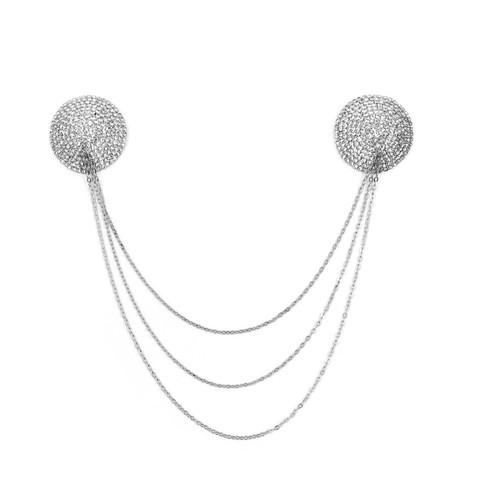 Rhinestone Nipple Cover for Women Bling Diamond Breast Cover with Body Chain Nipple Pasties Reusable Adhesive Pasties