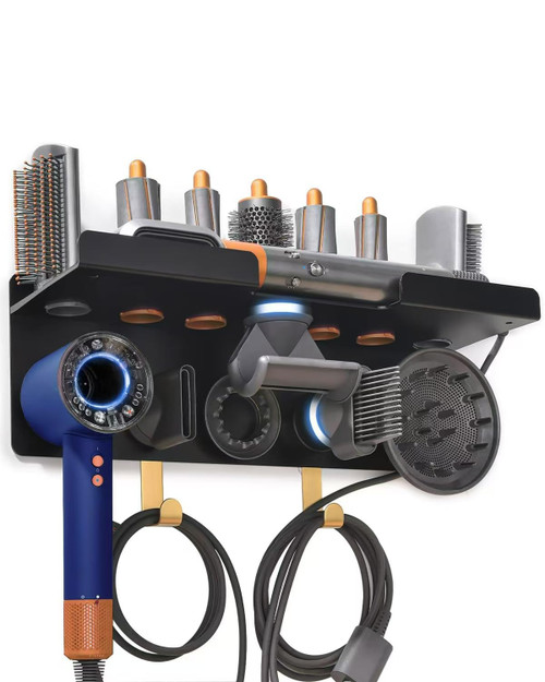 Wall Mount Holder Compatible for Dyson Hair Dryer Supersonic Nural Airwrap Hair Styler, Upgraded 2in1 Dyson Airwrap Holder Dyson Hair Dryer Holder for 5 Attachments Chorten Nyima