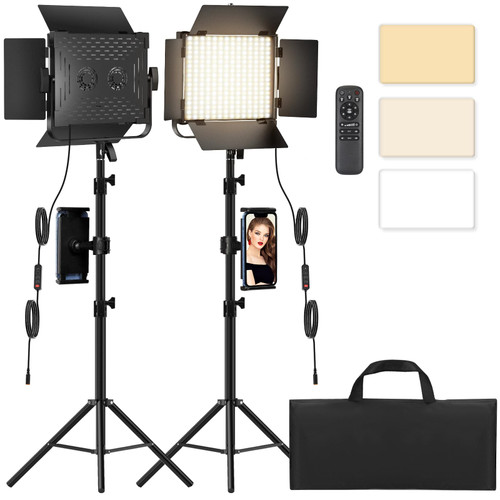 Photography Video Lighting Kit, Upgraded Bi-Color LED Video Studio Lights with Dimmable 2500k~8500k and 79" Light Stand for Camera Photo Recording Filming Stage Shooting Streaming YouTube TikTok