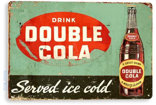 Tinworld Tin Sign: Double Cola Soda Retro Metal Décor D055