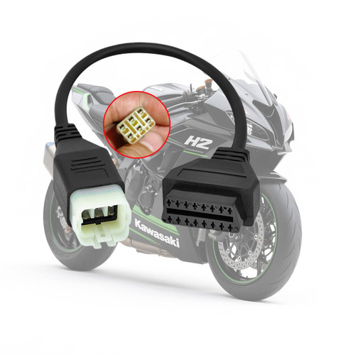 VZG OBD2 Adapter for Kawasaki Motorcycle 6 Pin to 16 Pin OBD Diagnostic Cable Connector,Fits Z900RS/Z800/Z900/Z1000/ZX10R/ZX14R/H2 Motorbike ECU Diagnostic,Work with Motorcycle Scan Tools Code Reader